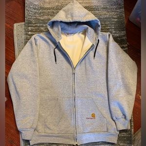 Vintage Carhartt Hoodie Thermal Waffle Sweatshirt Full Zip 90’s XL